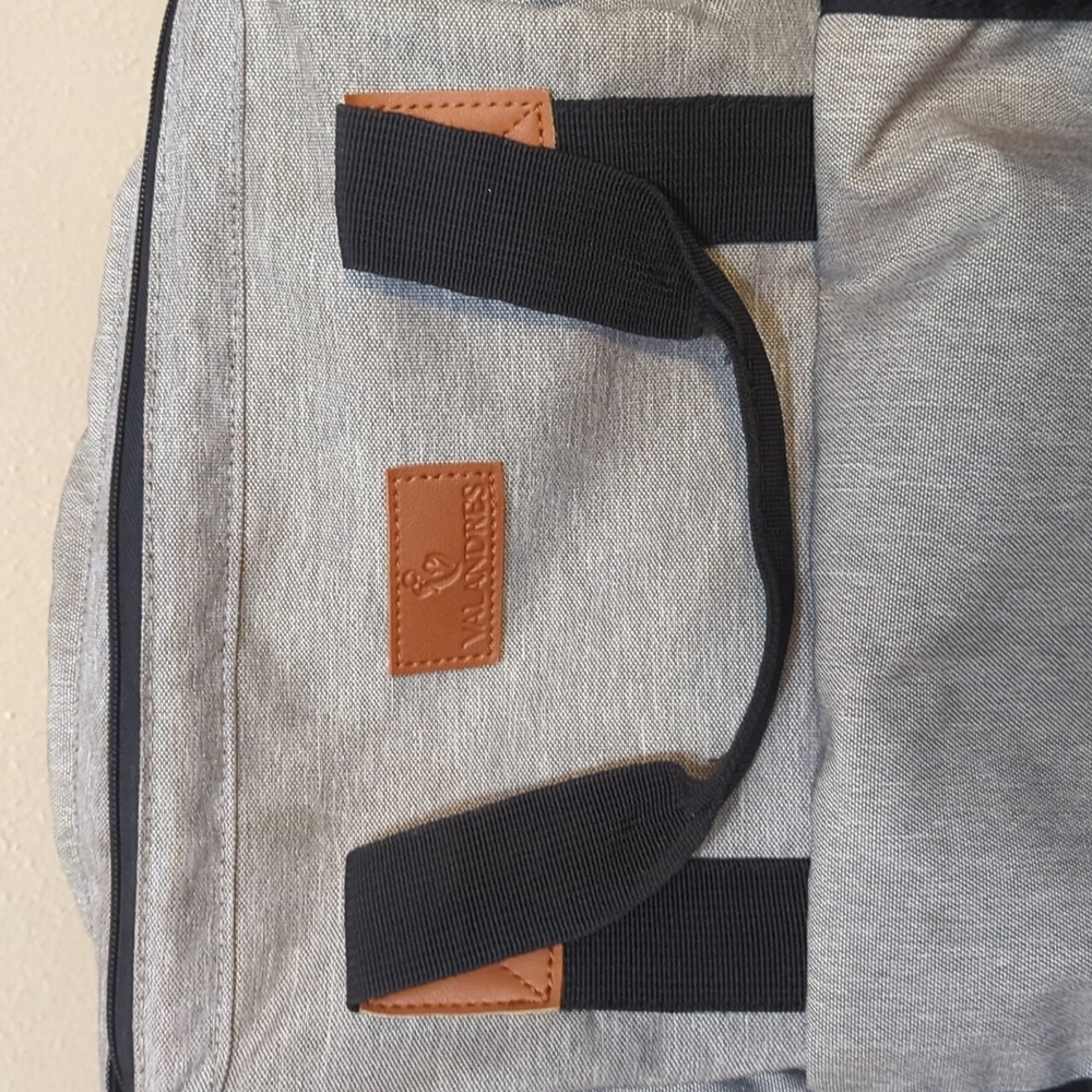 Gray Diaper Bag/Travel Backpack with Small Cooler section